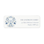 Elegant Classy Navy Blue Hanukkah Floral Address Etiket (Voorkant)