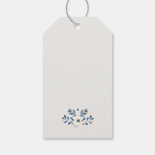 Elegant Classy Navy Blue Happy Hanukkah Floral Cadeaulabel (Achterkant)
