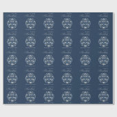 Elegant Classy Navy Blue Happy Hanukkah Floral Cadeaupapier (Vlak)
