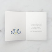 Elegant Classy Navy Blue Happy Hanukkah Floral Feestdagen Kaart (Binnen)