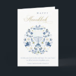 Elegant Classy Navy Blue Happy Hanukkah Floral Feestdagen Kaart<br><div class="desc">Als u nog meer aanpassingen nodig hebt,  kunt u mij op yellowfebstudio@gmail.com vrij klikken.</div>