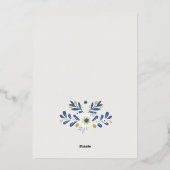 Elegant Classy Navy Blue Happy Hanukkah Floral Folie Feestdagenkaart (Achterkant)
