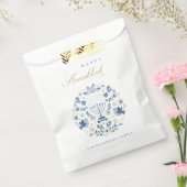 Elegant Classy Navy Blue Happy Hanukkah Floral Nap Bedankzakje (Gezegeld)