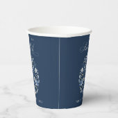 Elegant Classy Navy Blue Happy Hanukkah Floral Papieren Bekers (Rechts)
