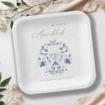 Elegant Classy Navy Blue Happy Hanukkah Floral Papieren Bordje<br><div class="desc">Als u nog meer aanpassingen nodig hebt,  kunt u mij op yellowfebstudio@gmail.com vrij klikken.</div>