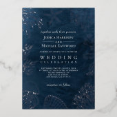 Elegant Classy Navy Blue Ocean Beach Wedding Folie Uitnodiging (Voorkant)
