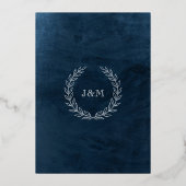Elegant Classy Navy Blue Ocean Beach Wedding Folie Uitnodiging (Achterkant)