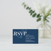Elegant Classy, Navy Blue Script, RSVP reageert Informatiekaartje (Staand voorkant)