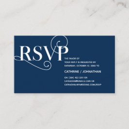 Elegant Classy, Navy Blue Script, RSVP reageert Informatiekaartje