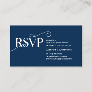 Elegant Classy, Navy Blue Script, RSVP reageert Informatiekaartje