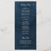 Elegant Classy Navy Blue Waterverf Wedding Programmakaart (Achterkant)
