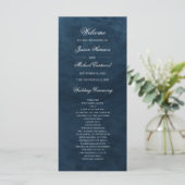 Elegant Classy Navy Blue Waterverf Wedding Programmakaart (Staand voorkant)