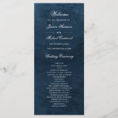 Elegant Classy Navy Blue Waterverf Wedding Programmakaart (Voorkant)