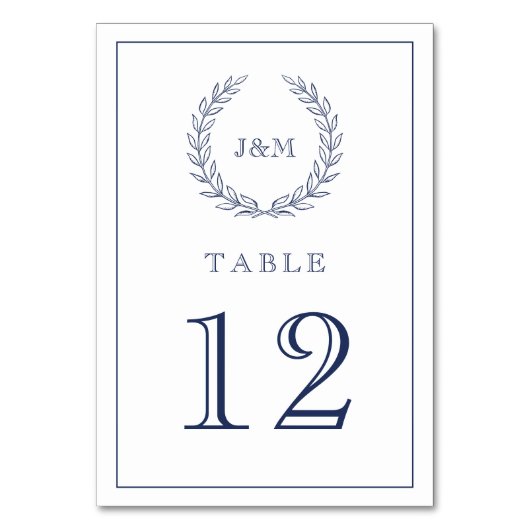 Elegant Classy Navy Blue Wedding Monogram Kaart (Voorkant)