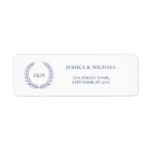 Elegant Classy Navy Blue Wreath Wedding Monogram