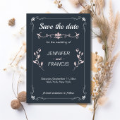 Elegant Classy Navy en Roze Bruiloft Save The Date