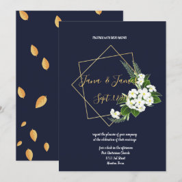 Elegant Classy Navy Geometric bruiloft Kaart