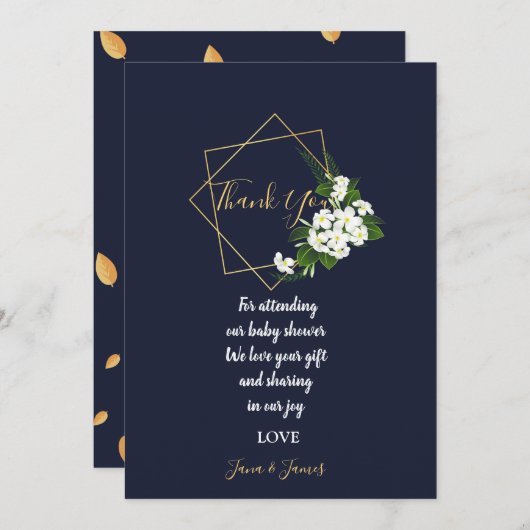 Elegant Classy Navy Geometric dank u Kaart (Voorkant / Achterkant)