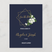 Elegant Classy Navy Geometric slaat de datum op Briefkaart (Voorkant)