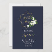 Elegant Classy Navy Geometric sparen de datum Kaart (Voorkant)