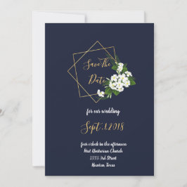 Elegant Classy Navy Geometric sparen de datum Kaart