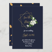 Elegant Classy Navy Geometric sparen de datum Kaart (Voorkant / Achterkant)