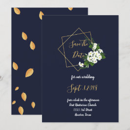 Elegant Classy Navy Geometric sparen de datum Kaart