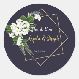 Elegant Classy Navy Geometrische ronde sticker