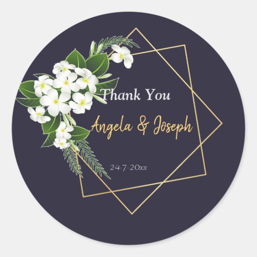 Elegant Classy Navy Geometrische ronde sticker (Voorkant)