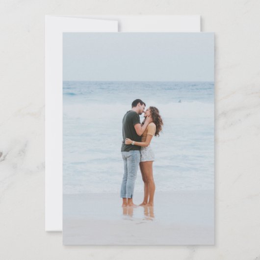 Elegant Classy Navy Seashell Beach Weddenfoto Save The Date (Achterkant)