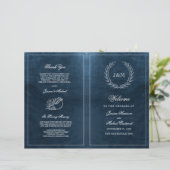 Elegant Classy Navy Seashell Beach Wedding Program (Staand voorkant)