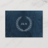 Elegant Classy Navy Wedding Monogram Opvang Informatiekaartje (Achterkant)