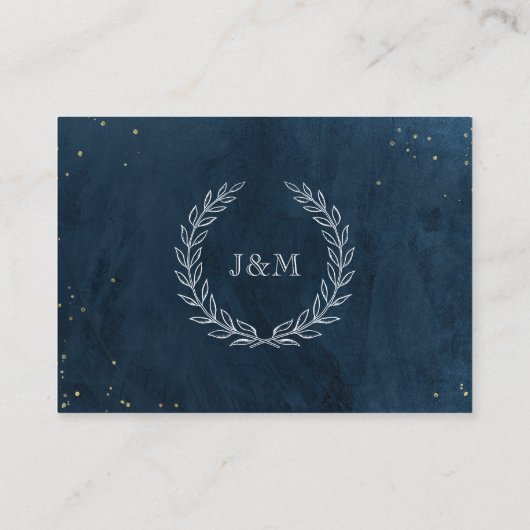 Elegant Classy Navy Wedding Monogram Opvang Informatiekaartje (Achterkant)
