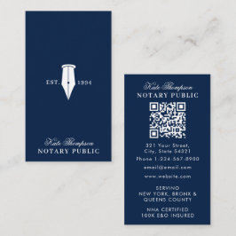 Elegant Classy Notary Signing Agent QR Code Blue Visitekaartje