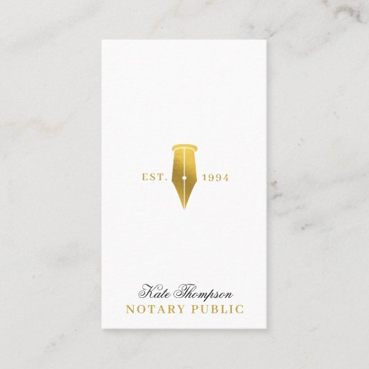 Elegant Classy Notary Signing Agent QR Code Gold Visitekaartje (Voorkant)