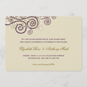 Elegant Classy Paars Boho Spirals Wedding Invite Kaart