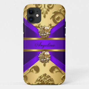 Elegant Classy Paars Gold Damask Jewel Case-Mate iPhone Case