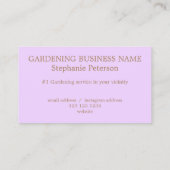 Elegant Classy Paarse Lila aangepaste foto tuinier Visitekaartje (Achterkant)