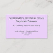 Elegant Classy Paarse Lila aangepaste foto tuinier Visitekaartje (Achterkant)