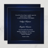 Elegant Classy Pattern Blue Wedding Uitnodiging (Voorkant / Achterkant)