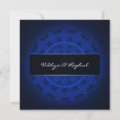 Elegant Classy Pattern Blue Wedding Uitnodiging (Achterkant)