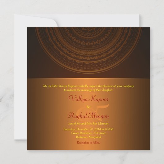 Elegant Classy Pattern Indian Wedding Invitation Kaart (Voorkant)