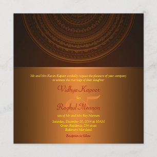 Elegant Classy Pattern Indian Wedding Invitation Kaart