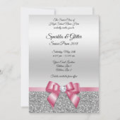 Elegant Classy Pink Bow & Silver Glitter Prom Kaart (Voorkant)