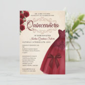 Elegant Classy Quinceanera 15th birthday Burgundy Kaart (Staand voorkant)