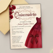 Elegant Classy Quinceanera 15th birthday Burgundy  Kaart