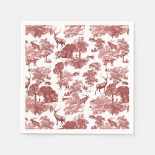 Elegant Classy Red Frans Toile Deer Pattern Servet