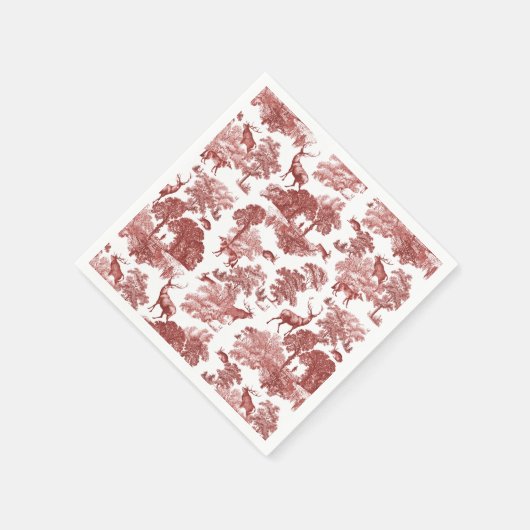 Elegant Classy Red Frans Toile Deer Pattern Servet (Hoek)