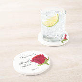 Elegant Classy Red Rose Vrijgezellenfeest Zandsteen Onderzetter (Zijkant)