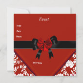 Elegant Classy Red White Floral Bow uitnodigen Kaart (Achterkant)